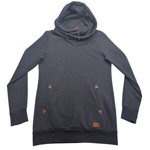 Volcom Hoodie Womens Large Gray Cowl Neck Longline Thumbhole Pullover B3131707